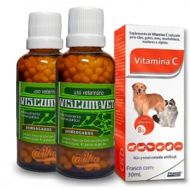 2 Frascos de Viscum-vet para tratar cncer em ces e gatos + vitamina C