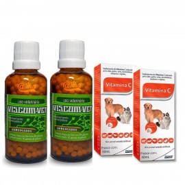 2 frascos de Viscum-vet para tratar cncer em ces e gatos + 2 frascos de vitamina C