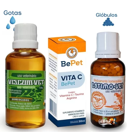 Viscum Vet líquido + Estimo Vet + vitamina C